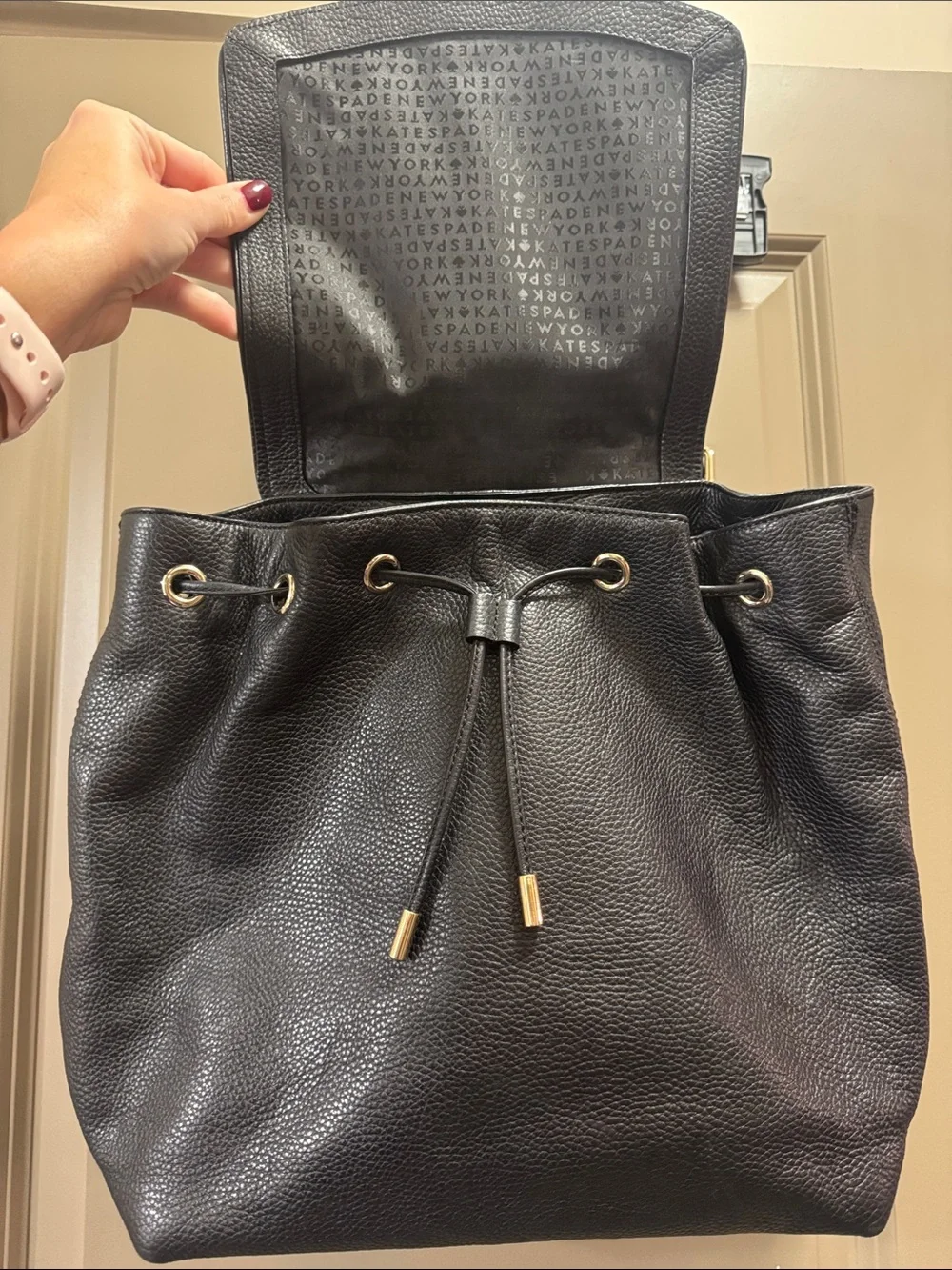 Like new Kate Spade Breezy Mulberry Street Black Leather Backpack